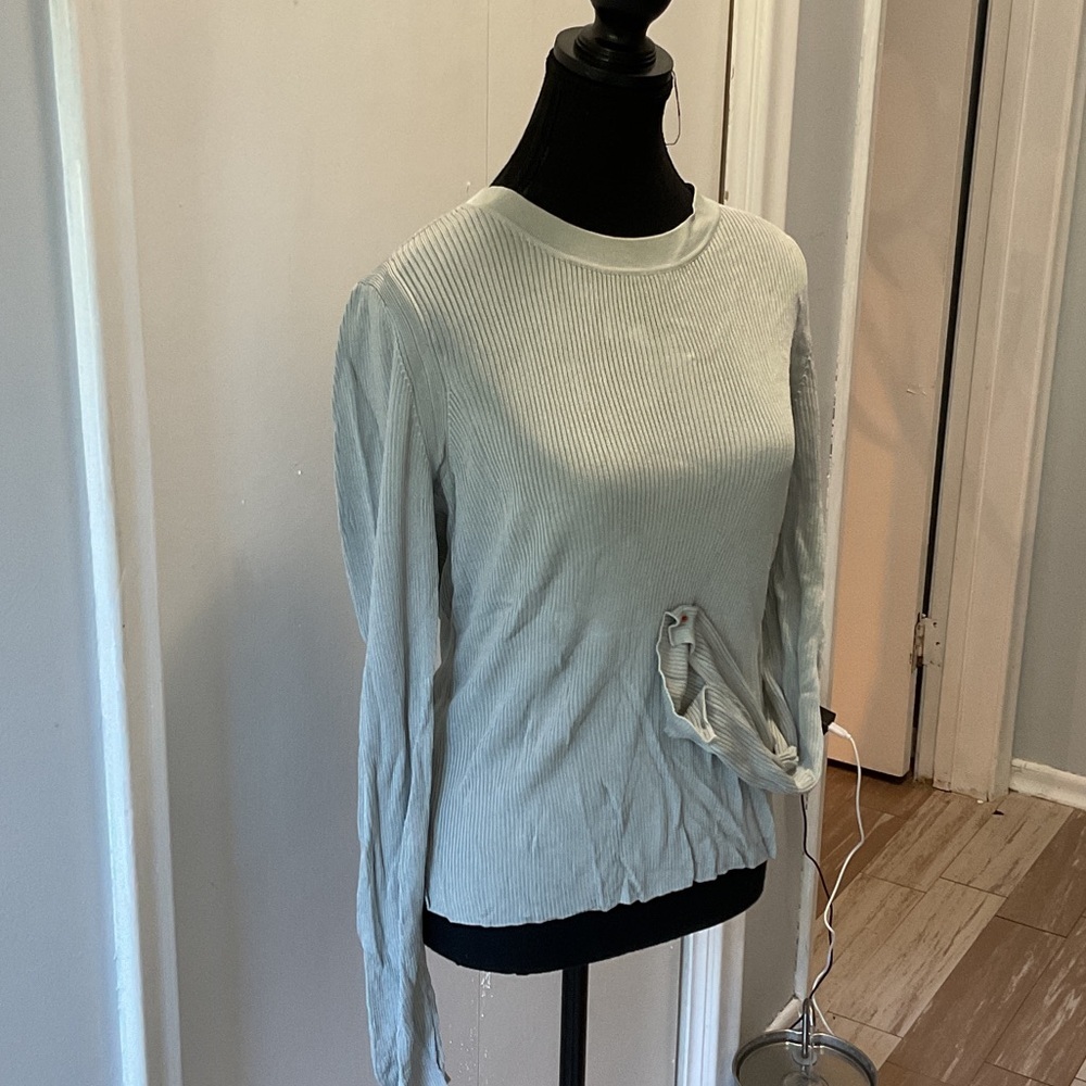 P390. Rag & Bone Women's Ribbed Sweatshirt - Light Green |L